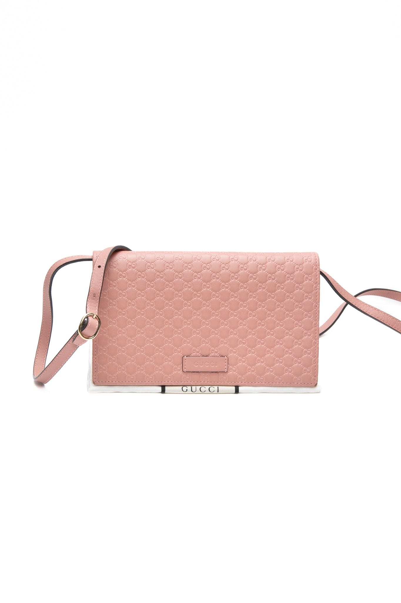 GUCCI Pink Microguccissima Wallet on Strap Crossbody Bag