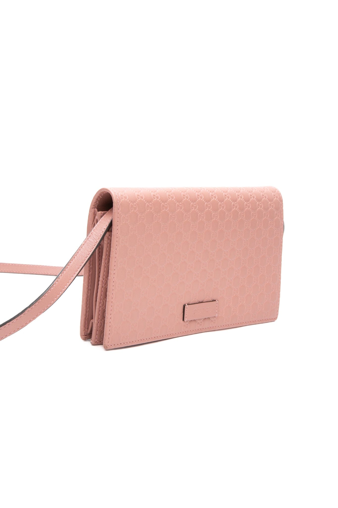 GUCCI Pink Microguccissima Wallet on Strap Crossbody Bag
