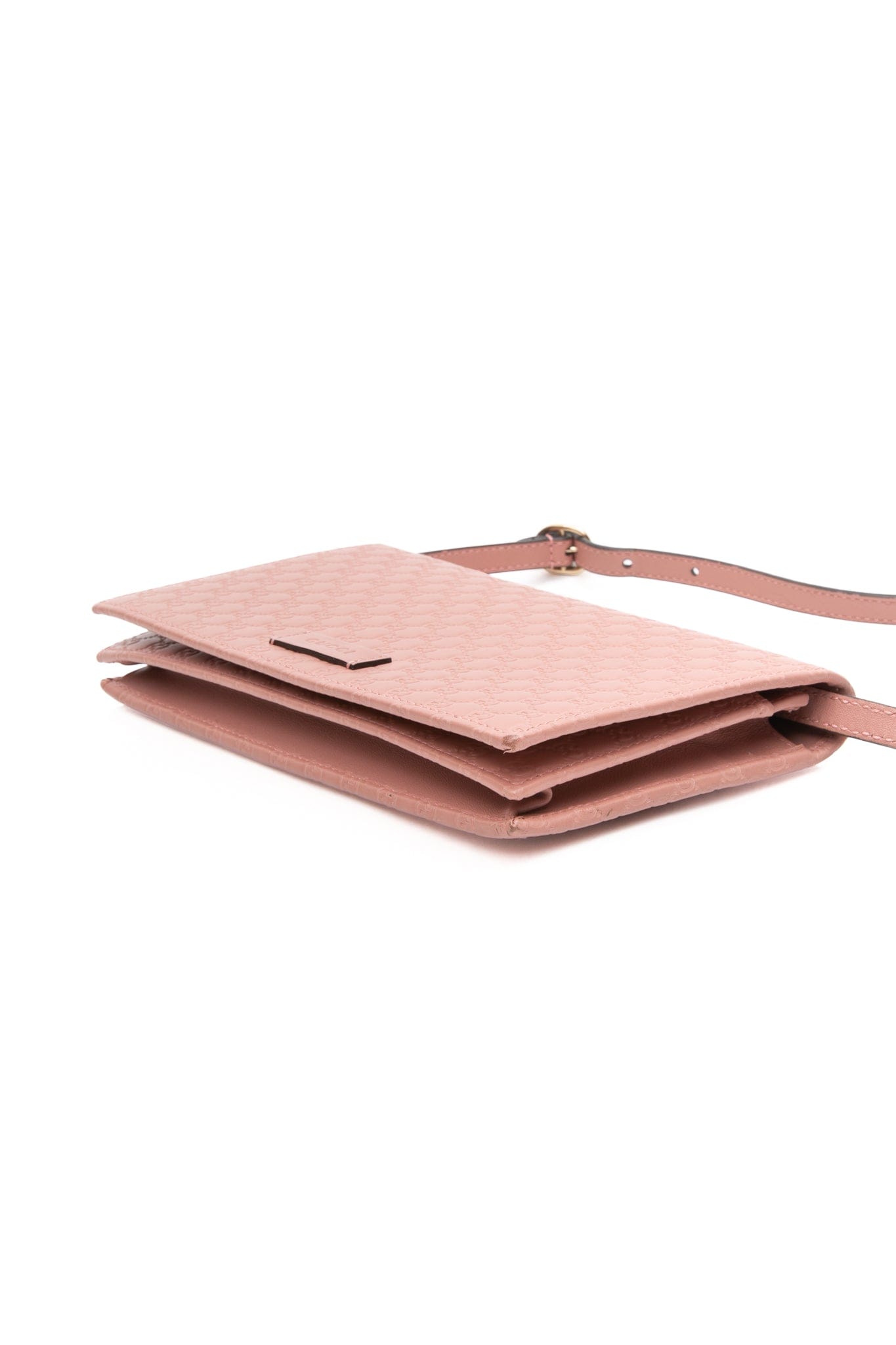 GUCCI Pink Microguccissima Wallet on Strap Crossbody Bag