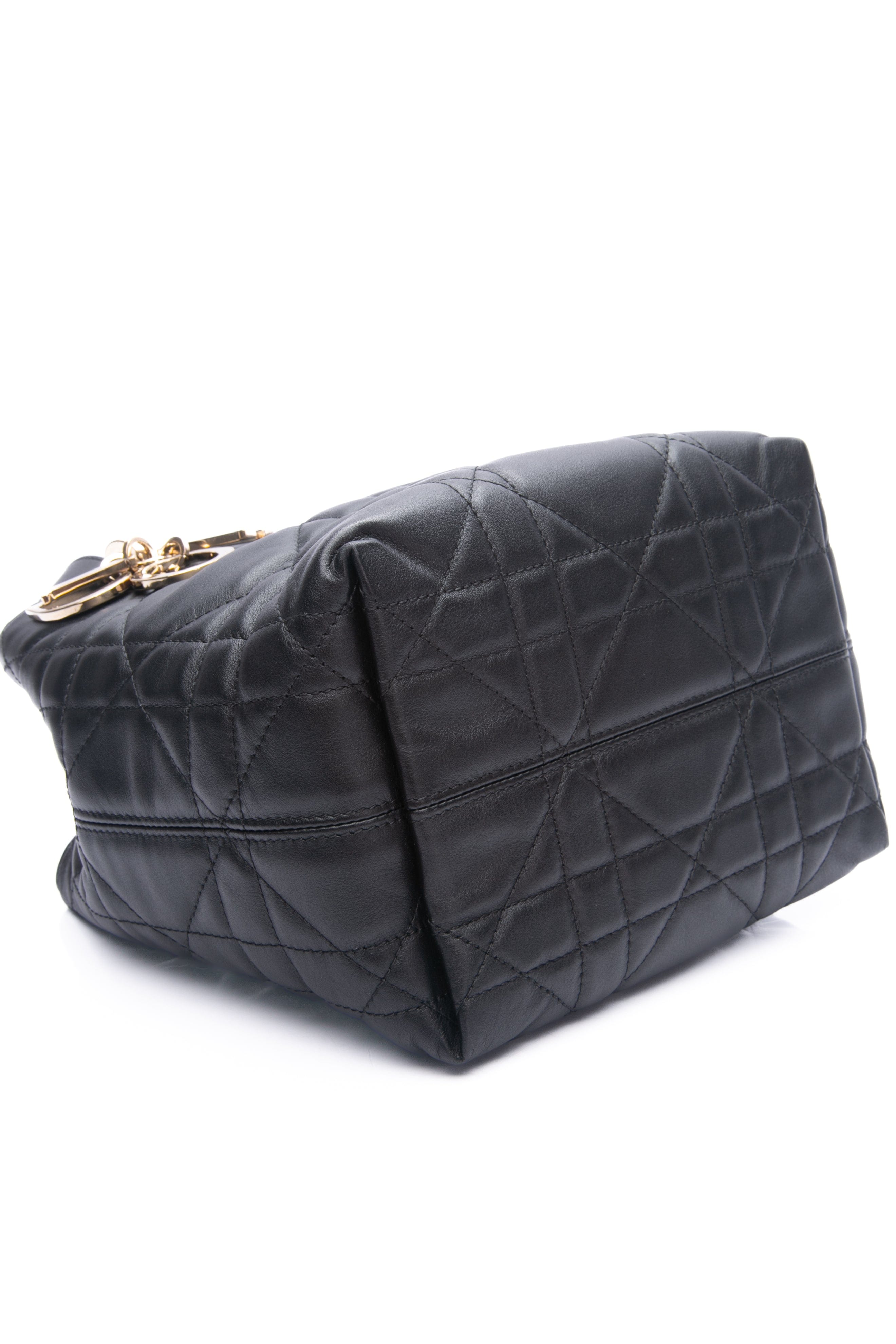 DIOR Black Cannage Small Dior Toujours Vertical Tote Bag