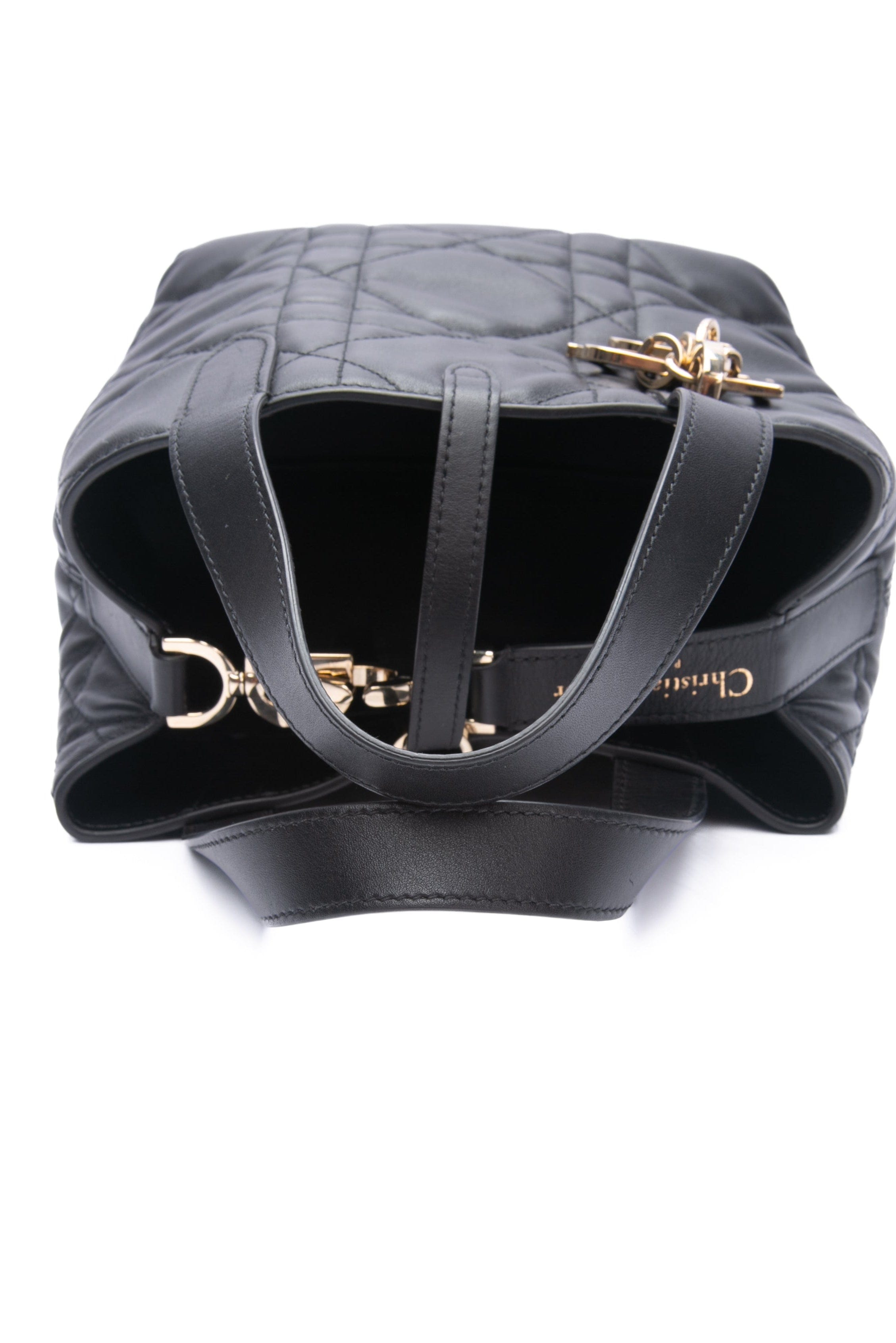DIOR Black Cannage Small Dior Toujours Vertical Tote Bag