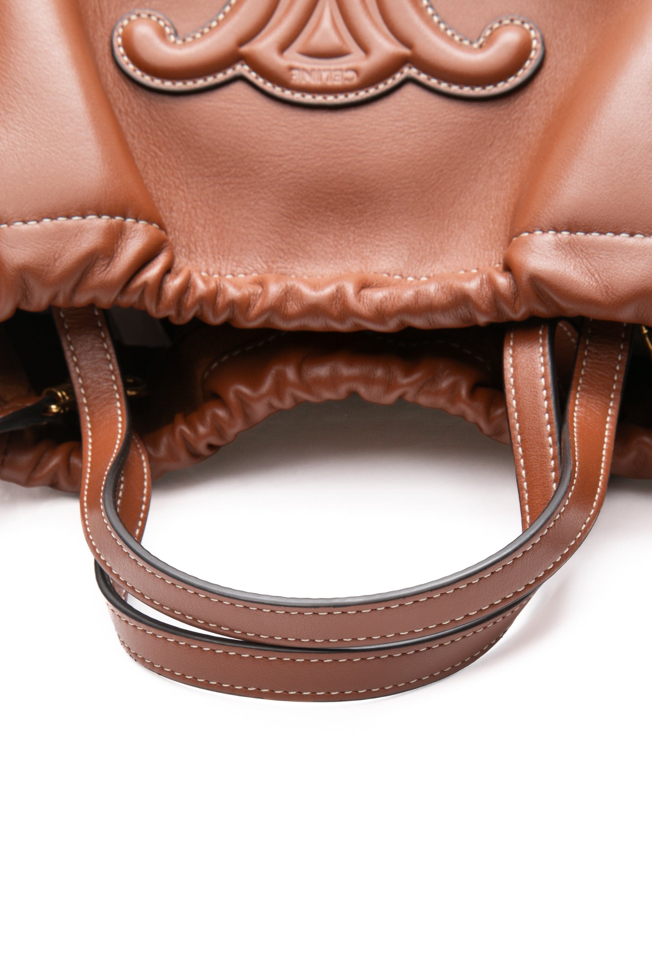 CELINE Triomphe Cabas Small Calfskin Cuir Drawstring Satchel Crossbody Bag