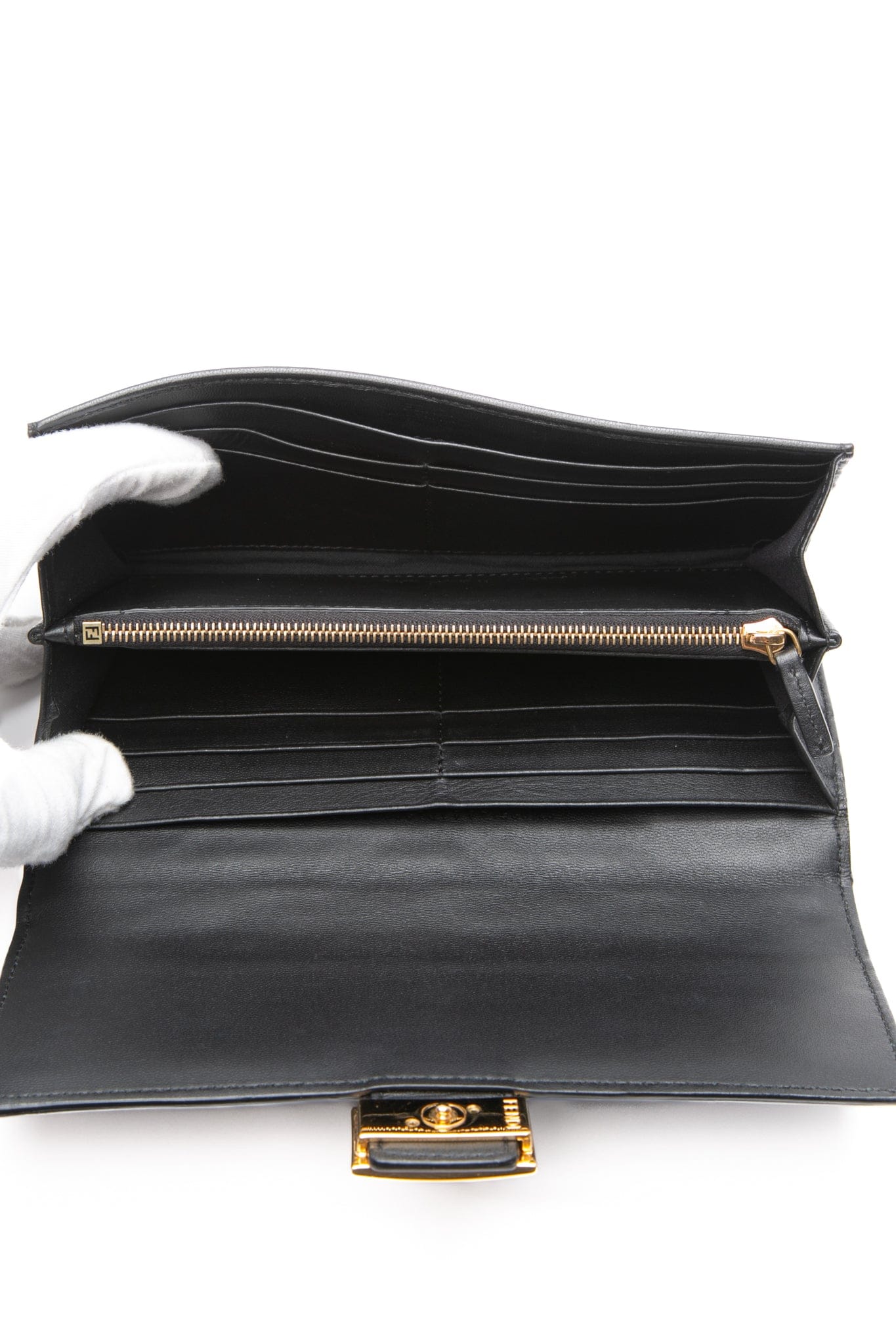 FENDI Black Nappa Matisse Continental Wallet