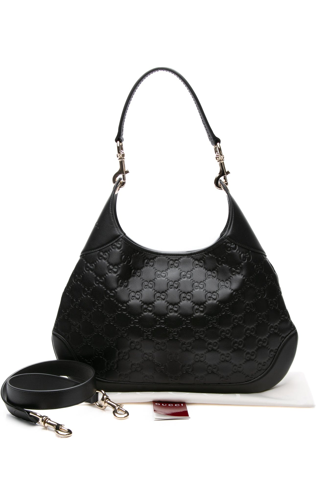 GUCCI Black Guccissima Gucci B Medium Shoulder Bag (New)