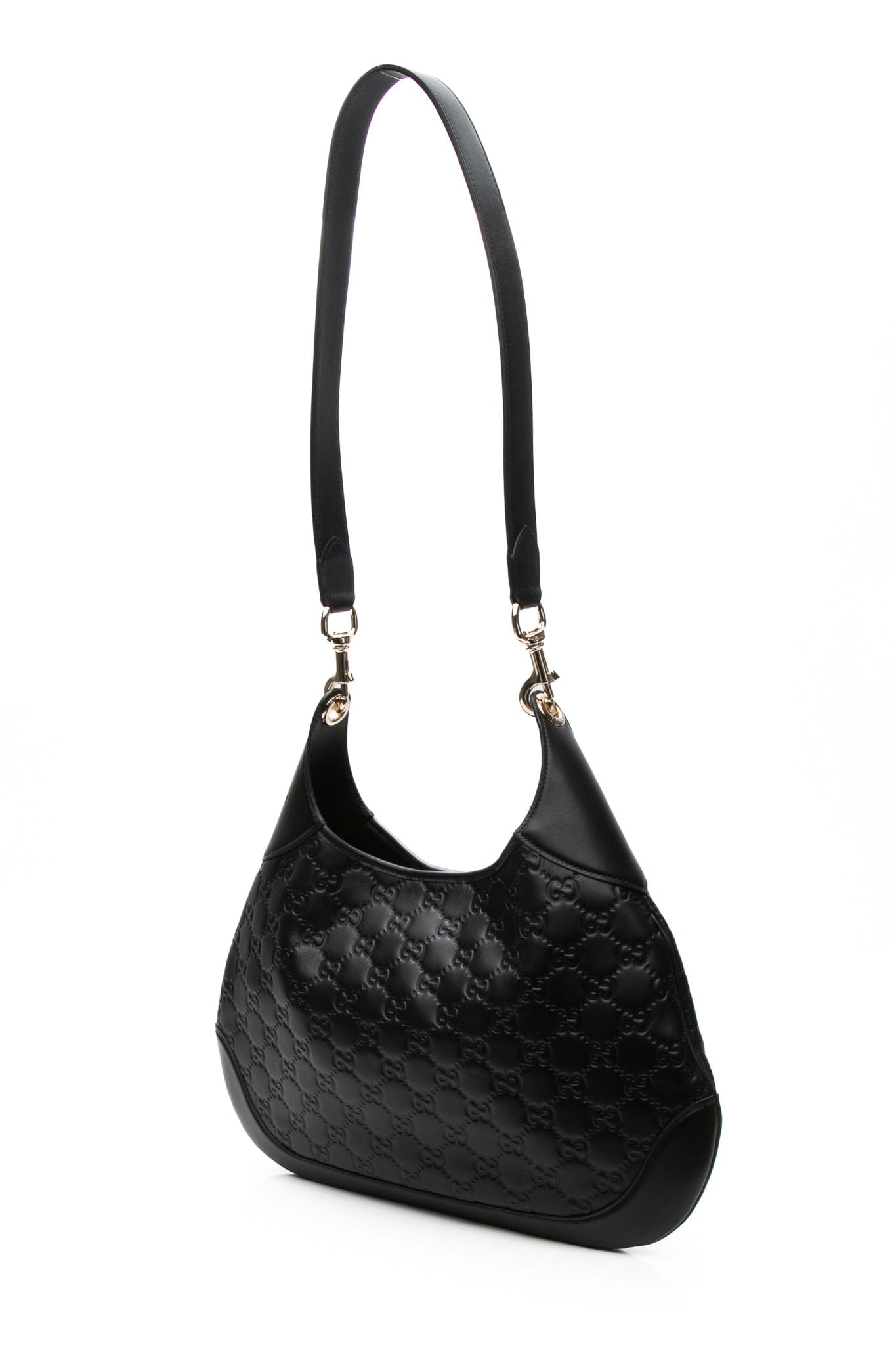 GUCCI Black Guccissima Gucci B Medium Shoulder Bag (New)