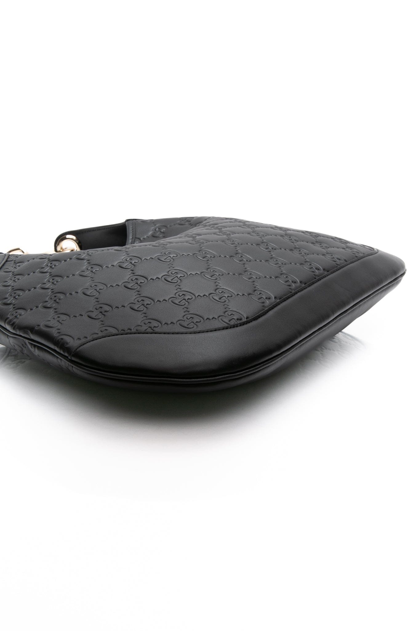 GUCCI Black Guccissima Gucci B Medium Shoulder Bag (New)