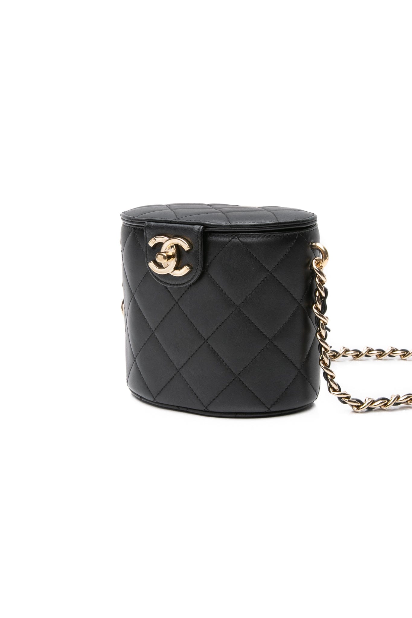 CHANEL Black Lambskin Resin Elegant Chain Vanity Case Crossbody Bag