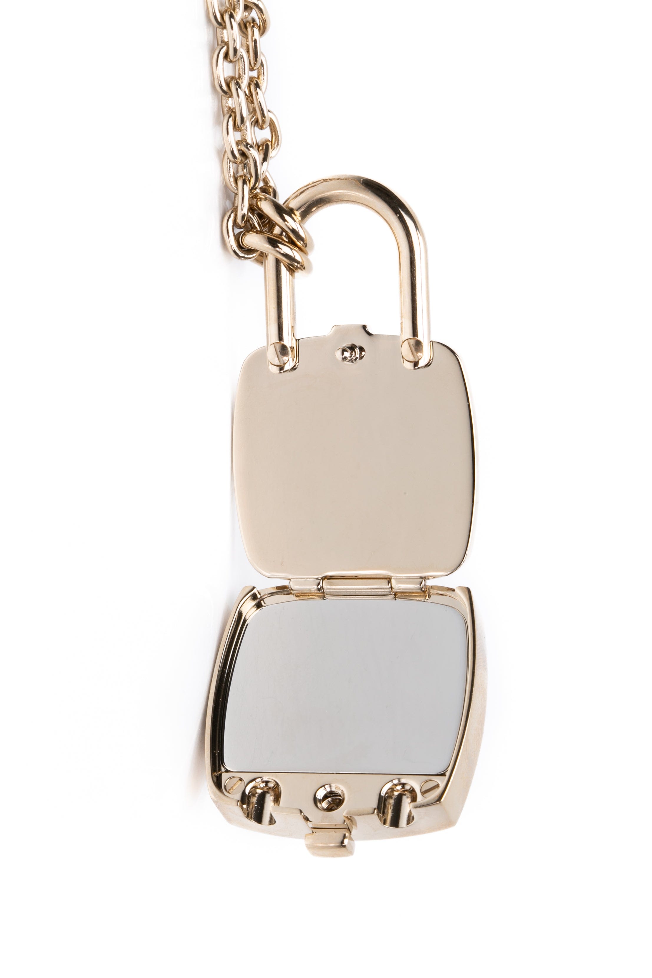 CHANEL 23S Coco Mark Pallet Charm Mirror Padlock Necklace