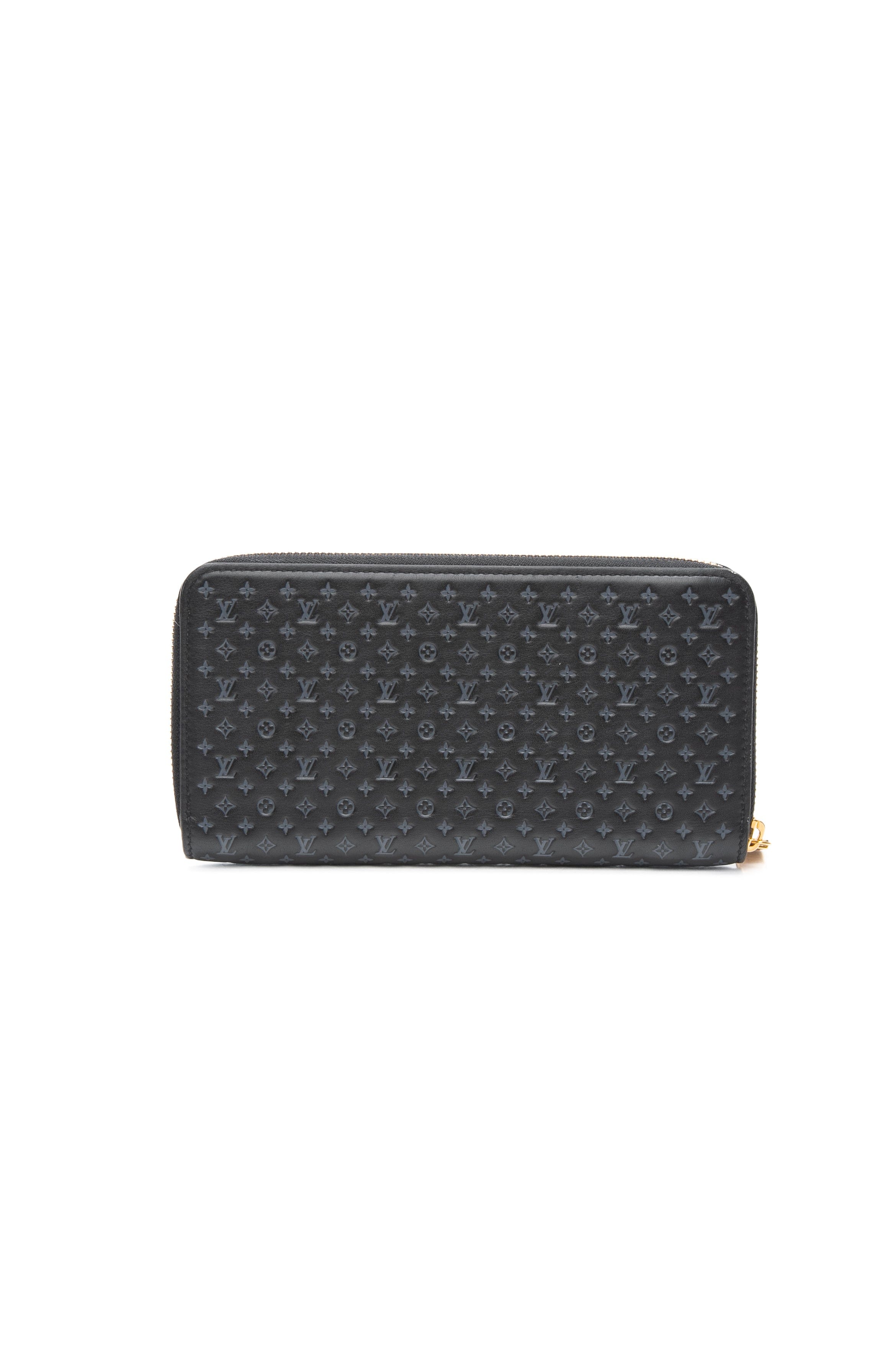LOUIS VUITTON Black Calfskin Nanogram Embossed Zippy Wallet