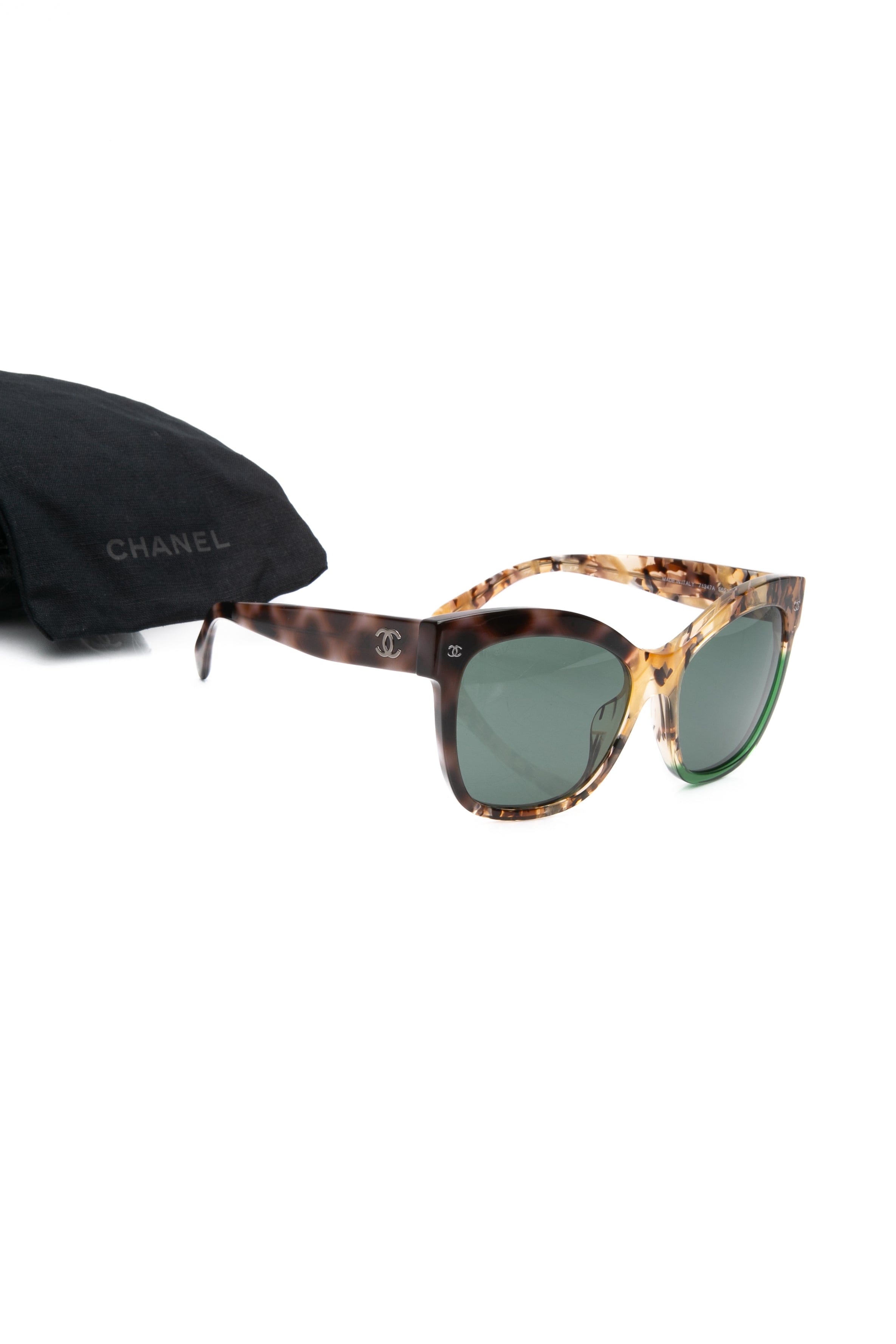 CHANEL Tortoise Square CC Acetate Sunglasses
