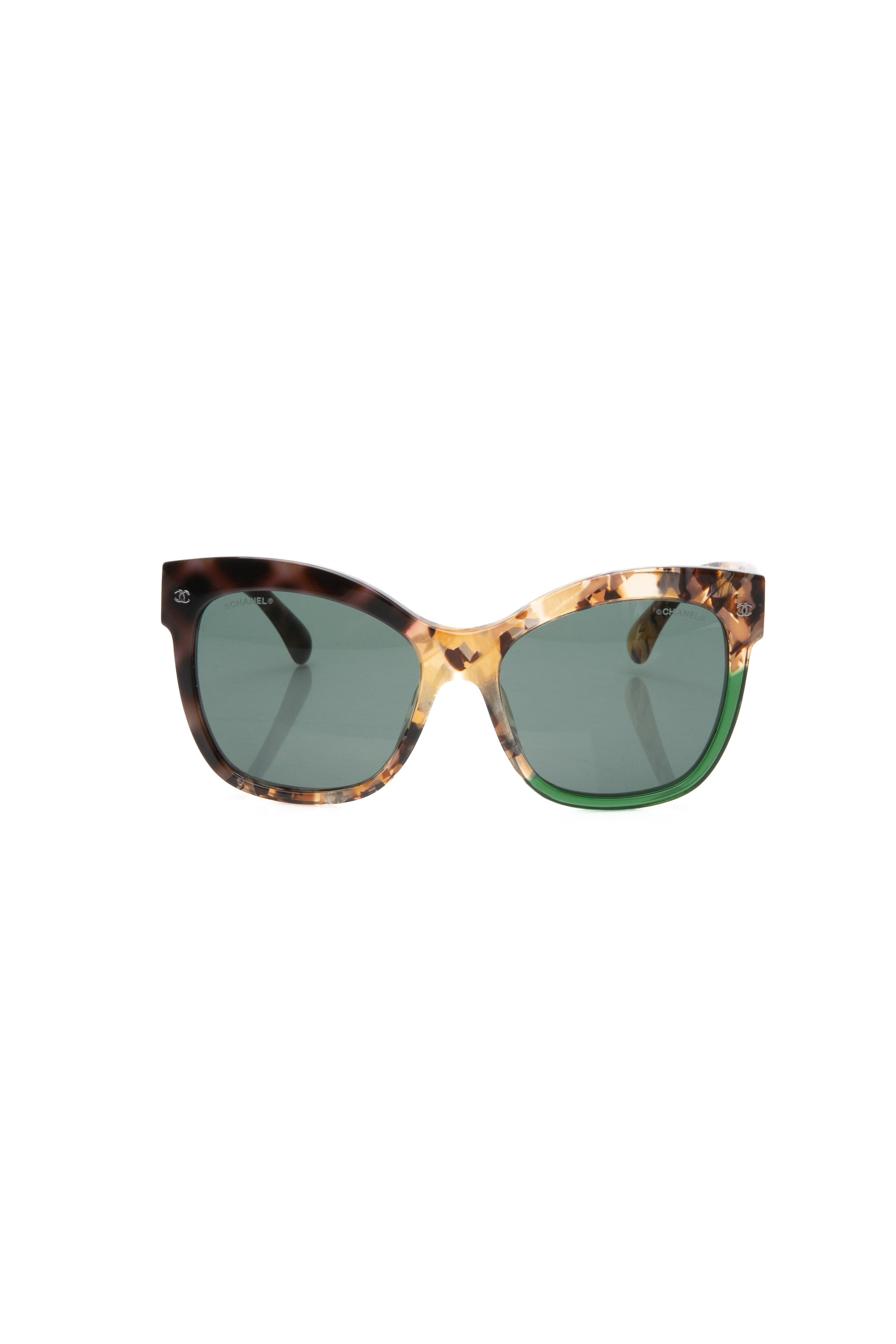 CHANEL Tortoise Square CC Acetate Sunglasses