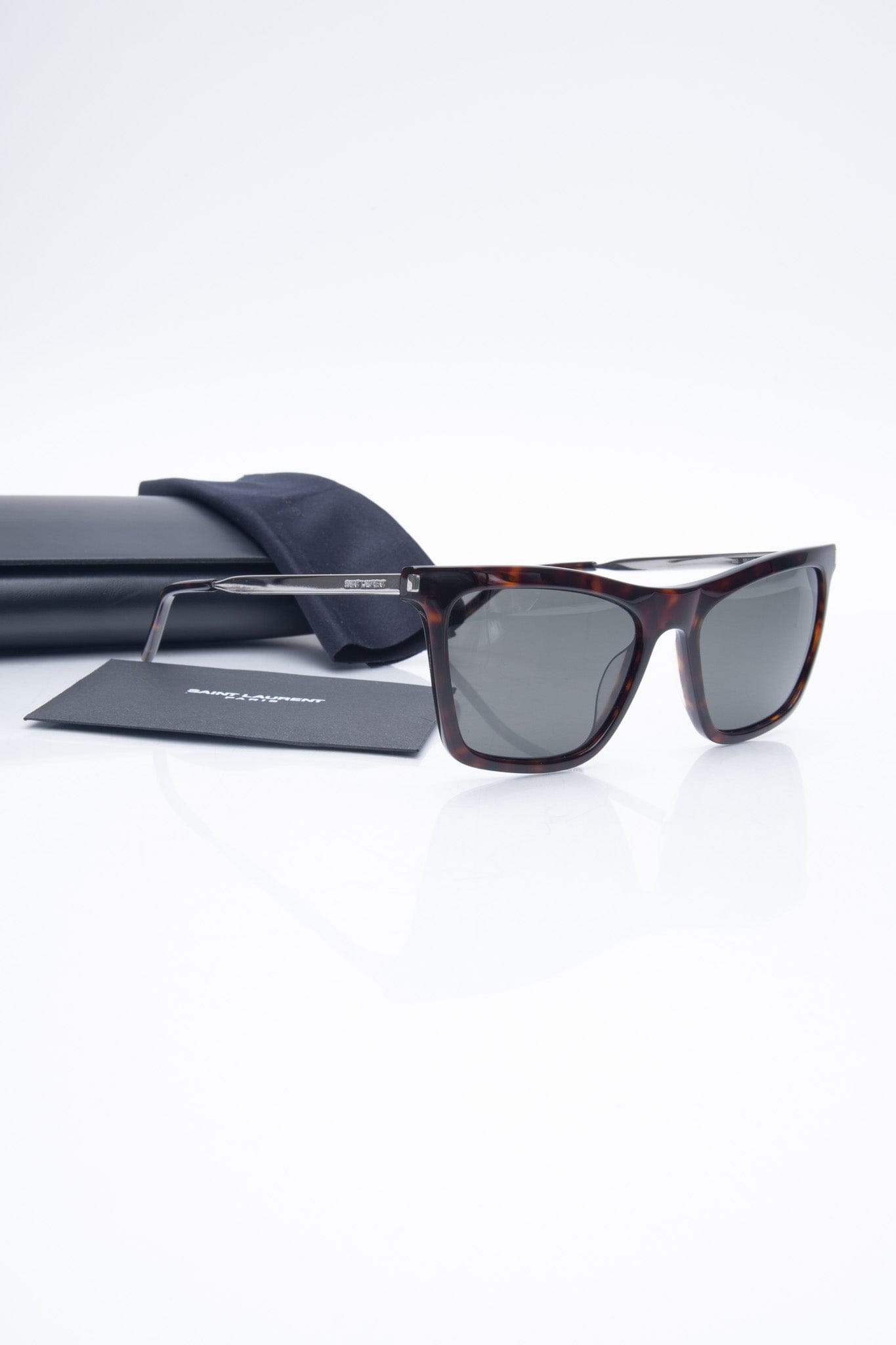 SAINT LAURENT Havana Silver Grey Sunglasses