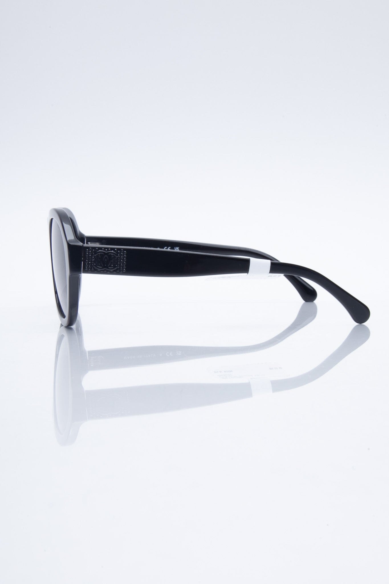 CHANEL Pilot Acetate and Strass Black Frame Sunglasses