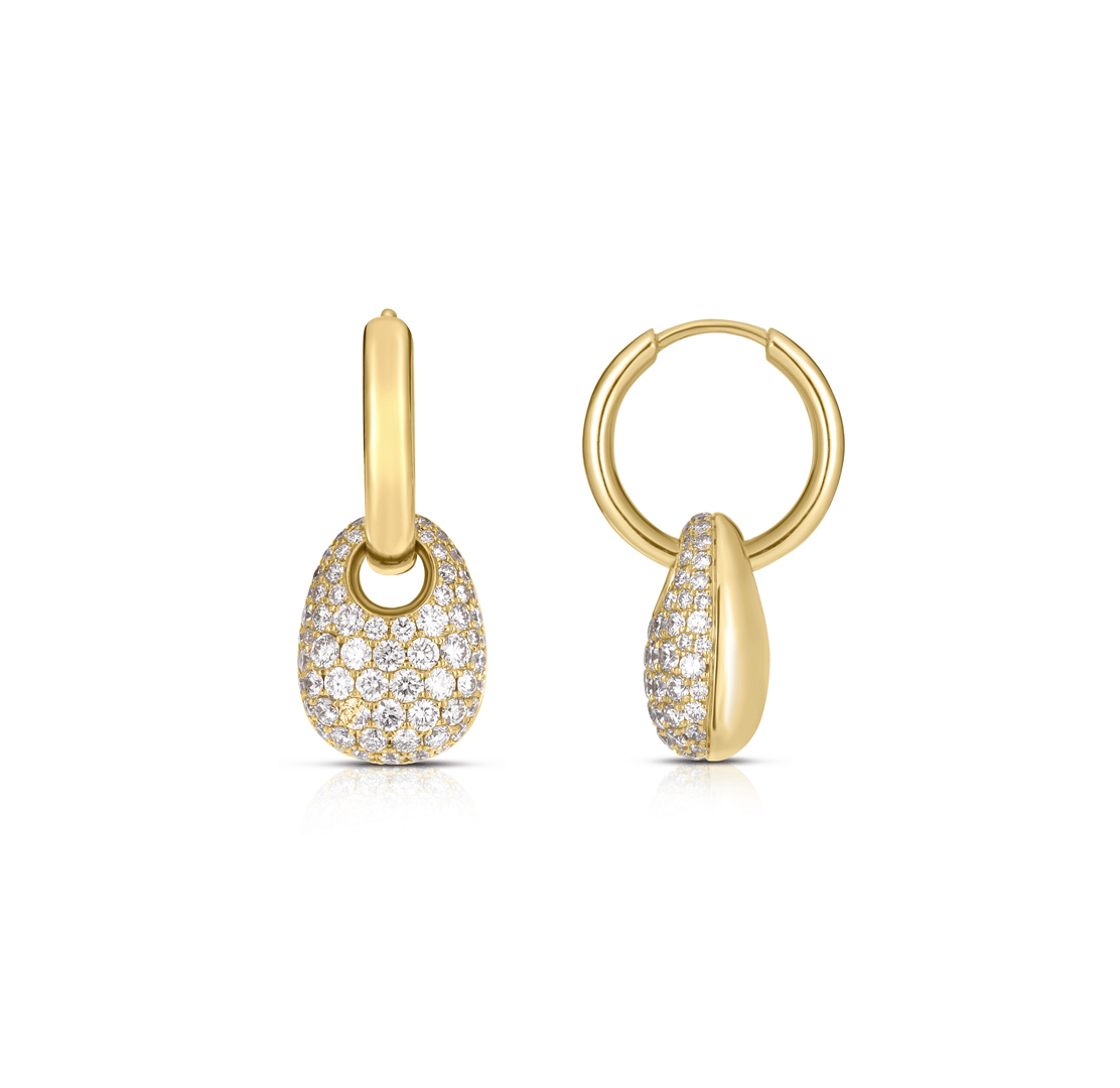 Sabel Collection Yellow Gold Pavé Diamond Drop Earrings