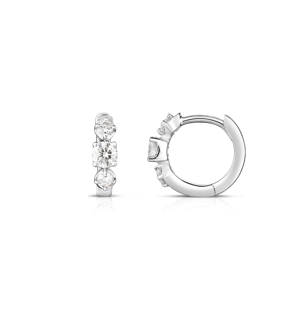 Sabel Collection White Gold Mini Hoop Diamond Earrings