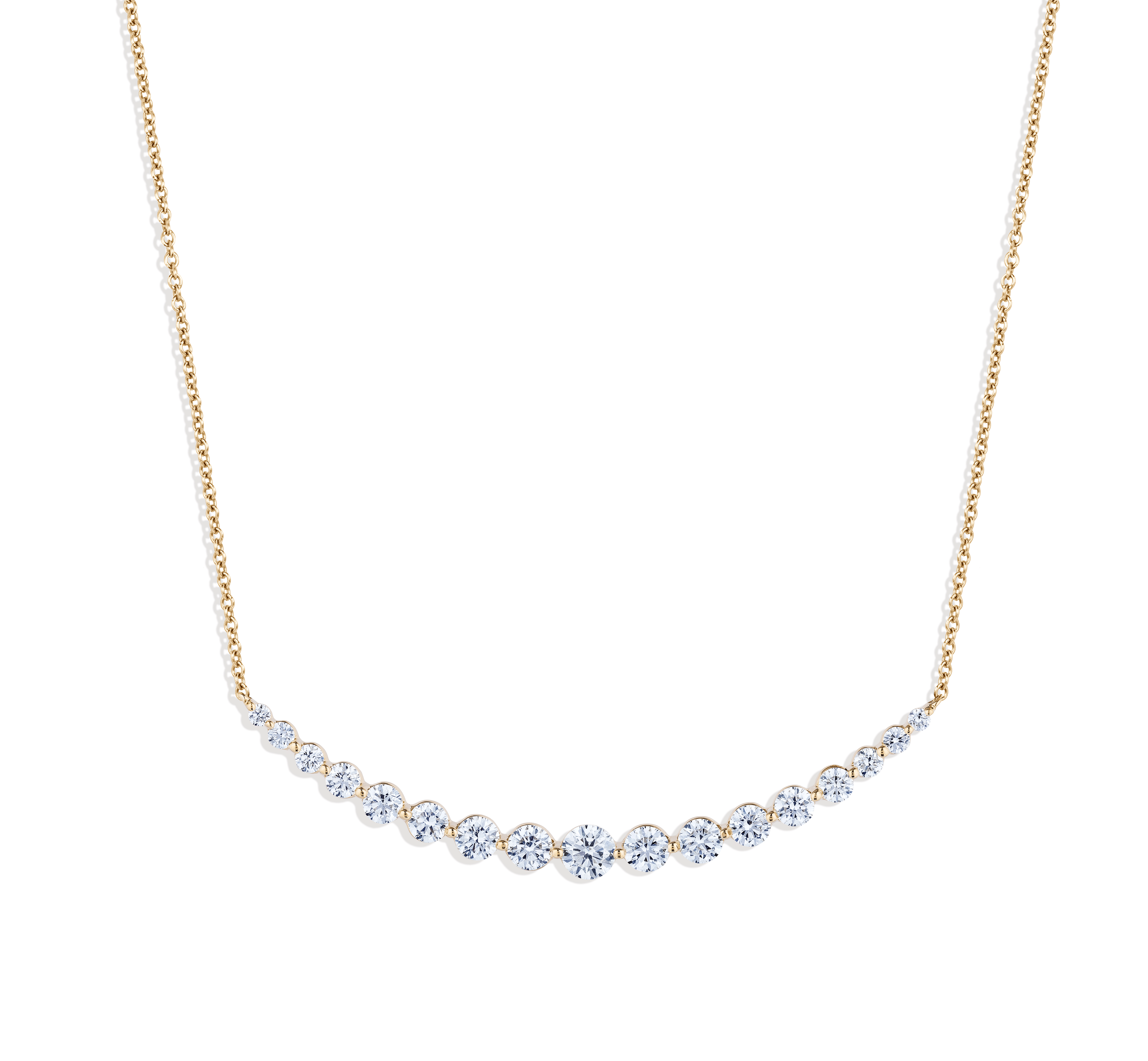 Sabel Collection Yellow Gold Smiley Bar Necklace with Diamonds