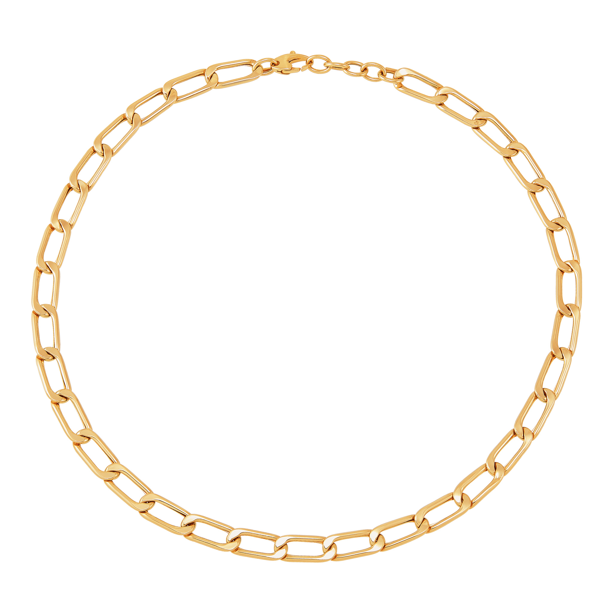Sabel Collection Yellow Gold Hollow Paperclip Necklace