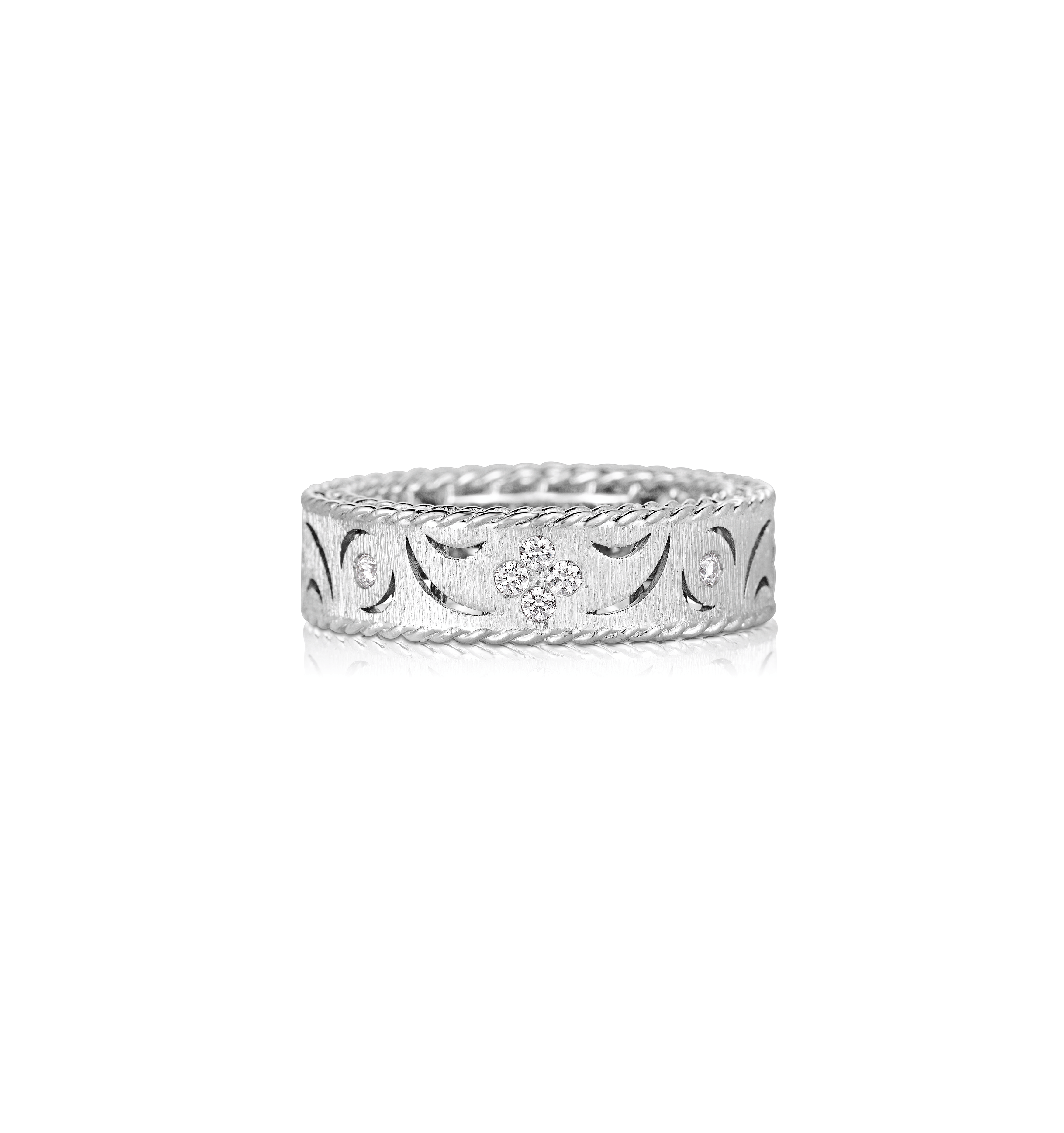 Roberto Coin Princess White Gold Diamond & Satin Finish Ring