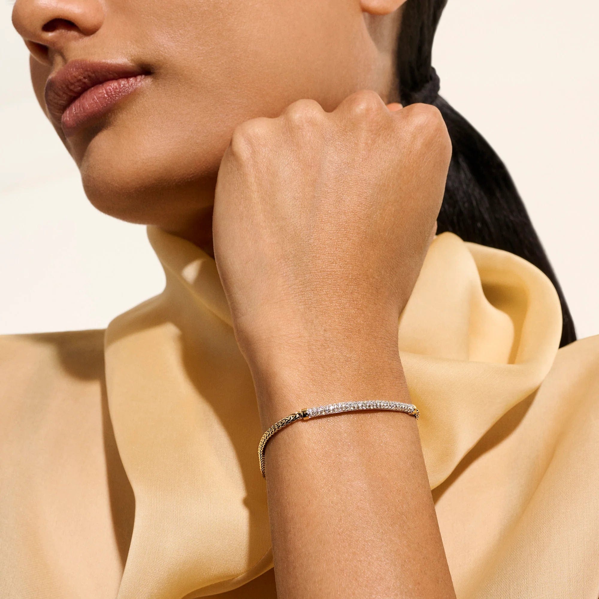 John Hardy Essentials Yellow Gold Diamond Bar Bracelet