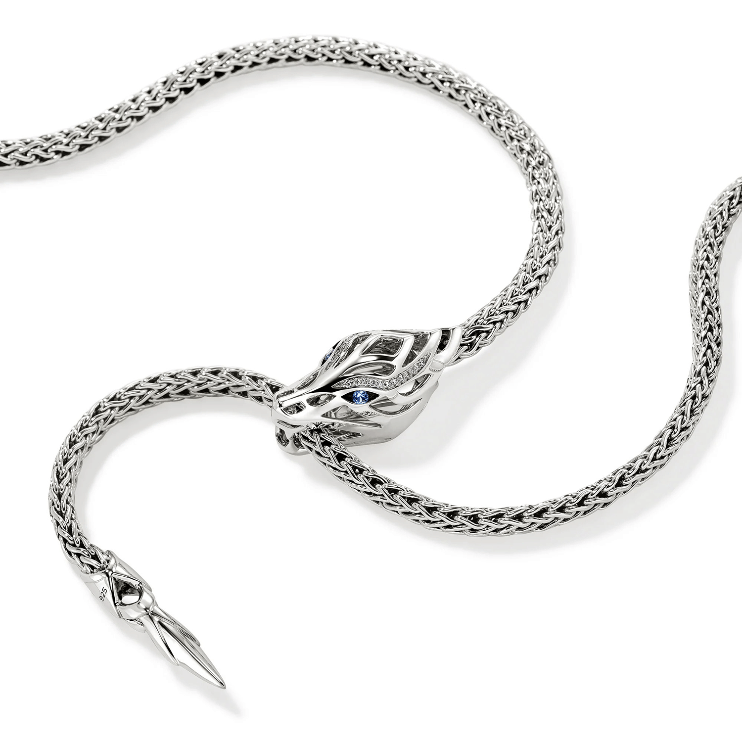 John Hardy Sterling Silver Y Necklace with Blue Sapphire and Diamonds