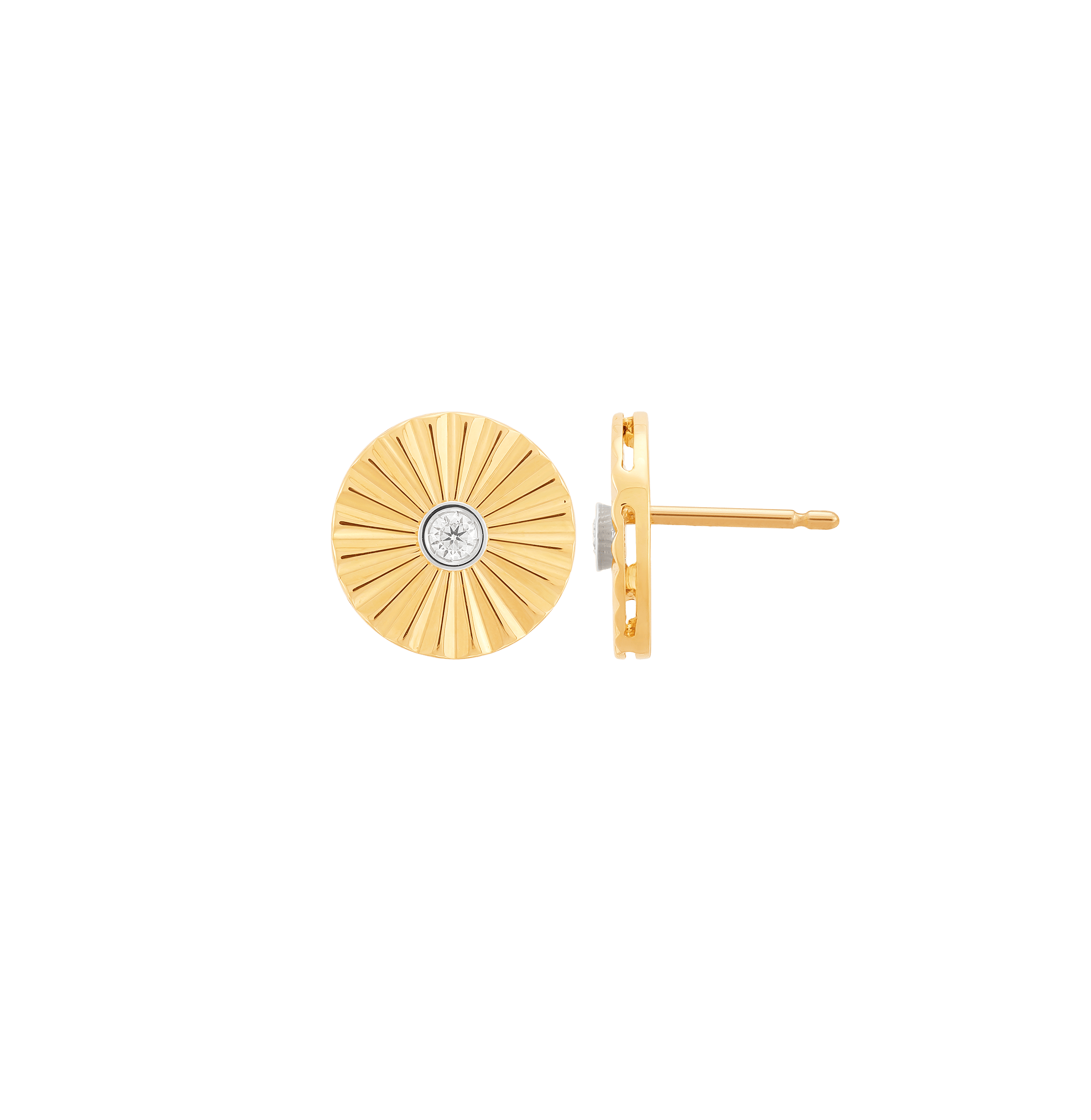 Sabel Collection Yellow Gold Starburst Earrings with Diamonds