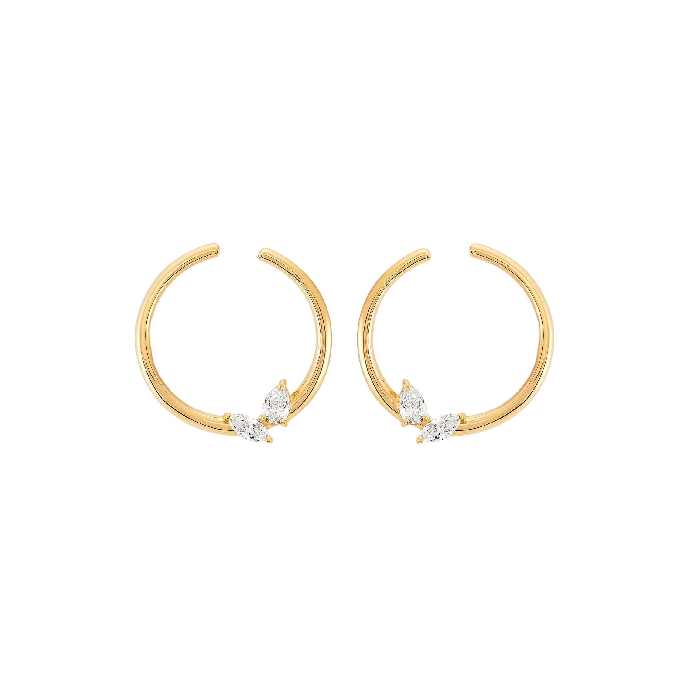 Sabel Collection Yellow Gold Marquise and Pear Shape Diamond Earrings