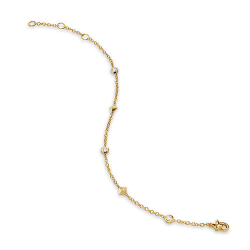 David Yurman Petite Modern Renaissance Station Bracelet in 18K Yellow Gold with Diamonds, 4.6mm