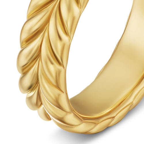 David Yurman Chevron Band Ring in 18K Yellow Gold, 6.2mm, Size 9