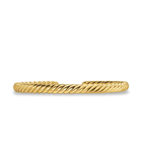 David Yurman Cable Cuff Bracelet in 18K Yellow Gold, 6mm, Size Medium