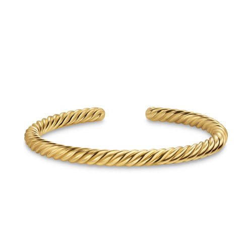 David Yurman Cable Cuff Bracelet in 18K Yellow Gold, 6mm, Size Medium