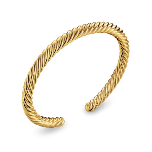 David Yurman Cable Cuff Bracelet in 18K Yellow Gold, 6mm, Size Medium