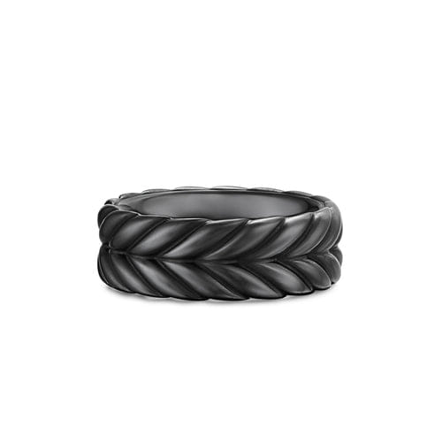 David Yurman Chevron Band Ring in Black Titanium, 9mm, Size 9