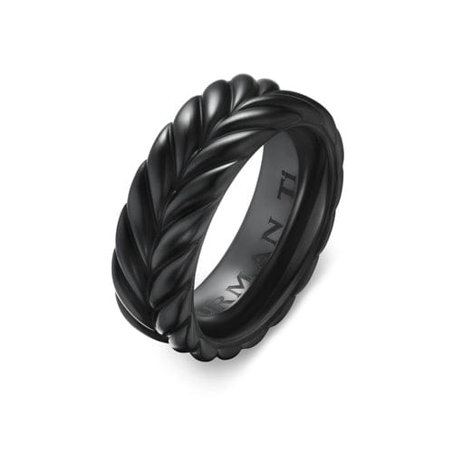 David Yurman Chevron Band Ring in Black Titanium, 9mm, Size 9