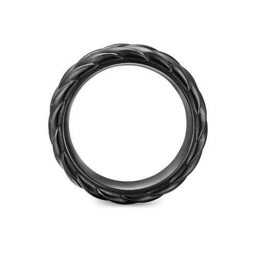 David Yurman Chevron Band Ring in Black Titanium, 9mm, Size 9