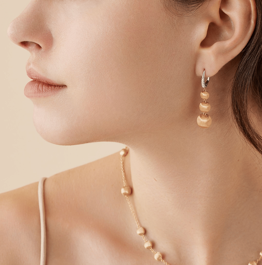 Marco Bicego Africa Diamond and Bead Long Drop Earrings
