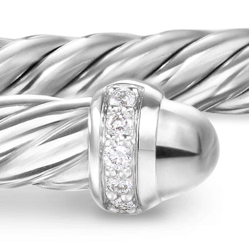 David Yurman Cablespira Flex Bracelet in Sterling Silver with Diamonds, 4mm, Size Medium
