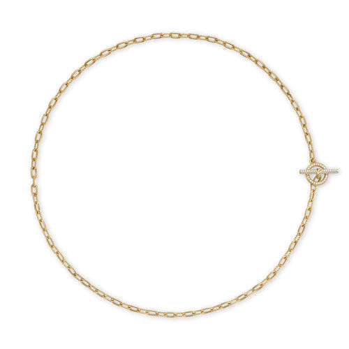 David Yurman DY Madison Pavé Diamond Toggle Chain Necklace in 18K Yellow Gold, 19"