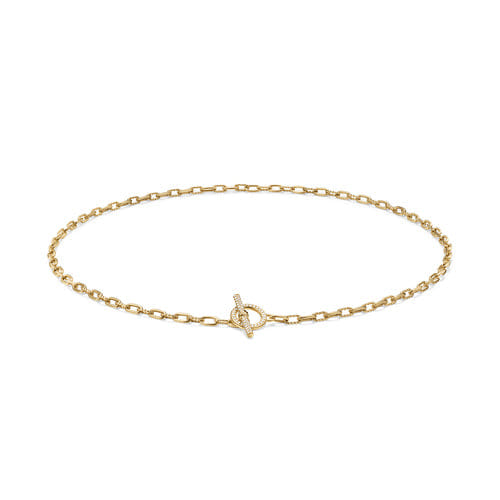 David Yurman DY Madison Pavé Diamond Toggle Chain Necklace in 18K Yellow Gold, 19"
