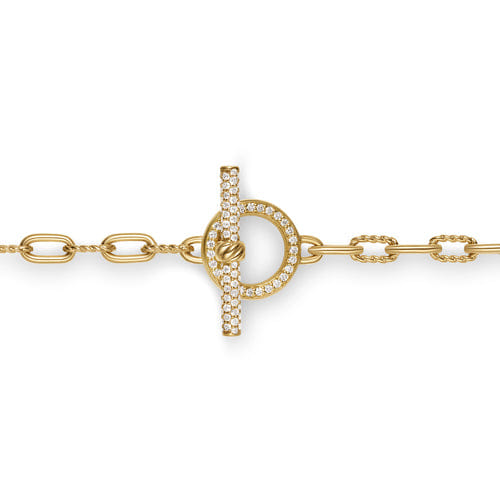 David Yurman DY Madison Pavé Diamond Toggle Chain Necklace in 18K Yellow Gold, 19"