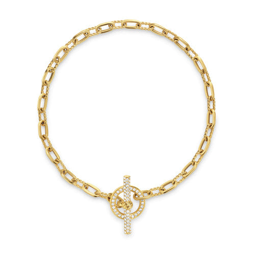 David Yurman DY Madison Toggle Chain Bracelet in 18K Yellow Gold with Diamonds, Size Small