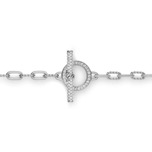 David Yurman DY Madison Pavé Diamond Toggle Chain Necklace in Sterling Silver, 17"