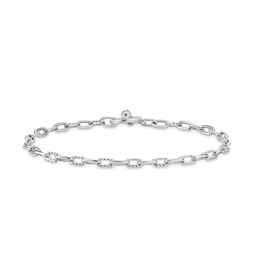 David Yurman DY Madison Toggle Chain Bracelet in Sterling Silver with Diamonds, Size Medium