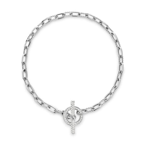 David Yurman DY Madison Toggle Chain Bracelet in Sterling Silver with Diamonds, Size Medium