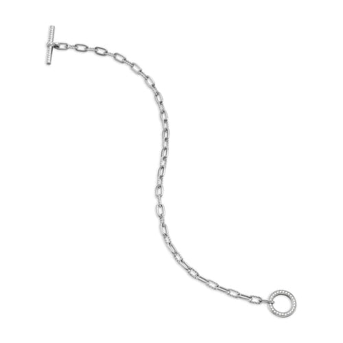 David Yurman DY Madison Toggle Chain Bracelet in Sterling Silver with Diamonds, Size Medium
