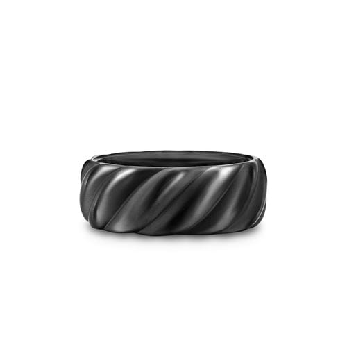 David Yurman Sculpted Cable Band Ring in Black Titanium, 9mm, Size 11