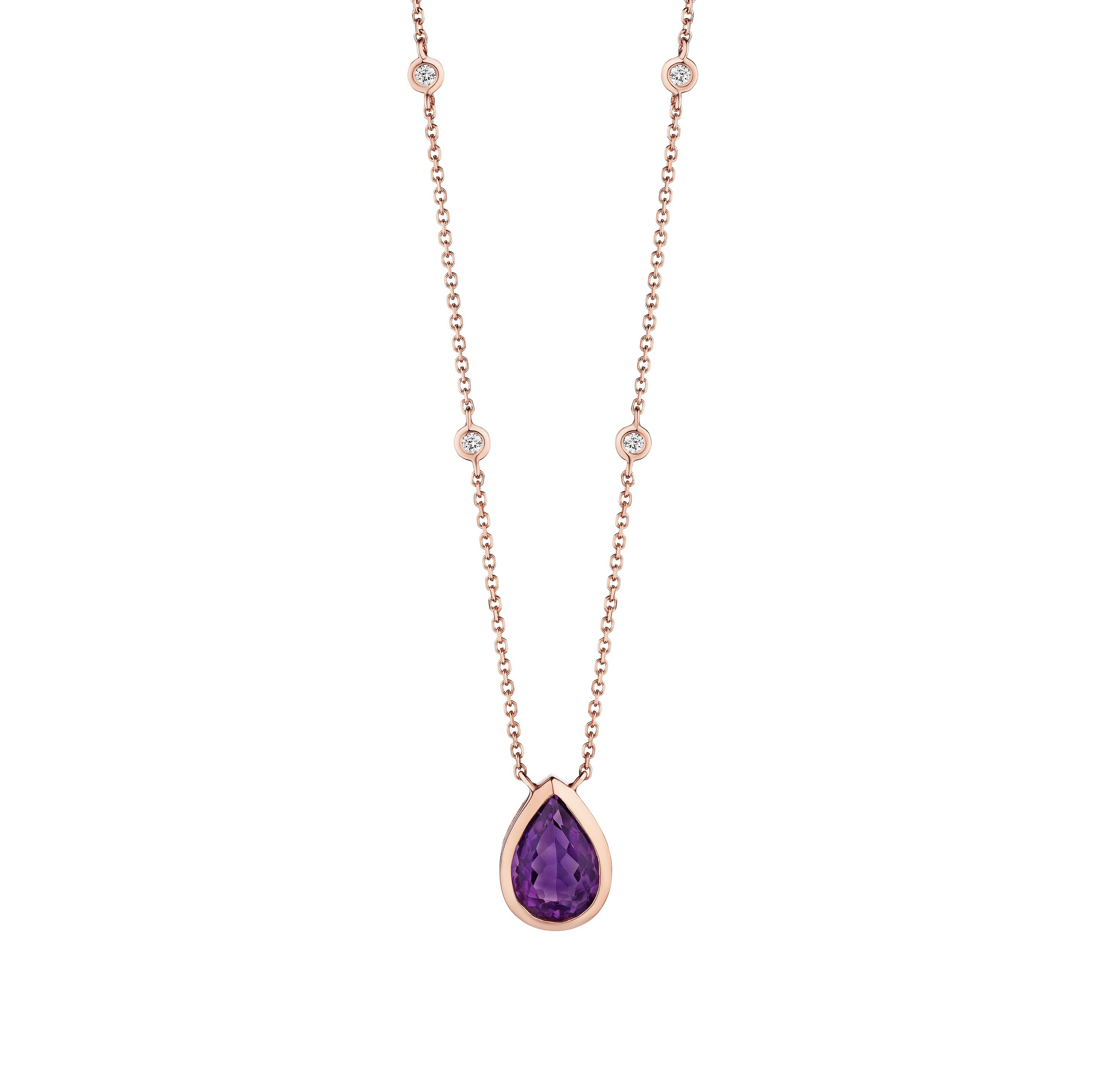 Sabel Collection Rose Gold Amethyst and Diamond Necklace