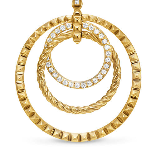David Yurman Crossover Trio Drop Earrings in 18K Yellow Gold with Diamonds, 35mm