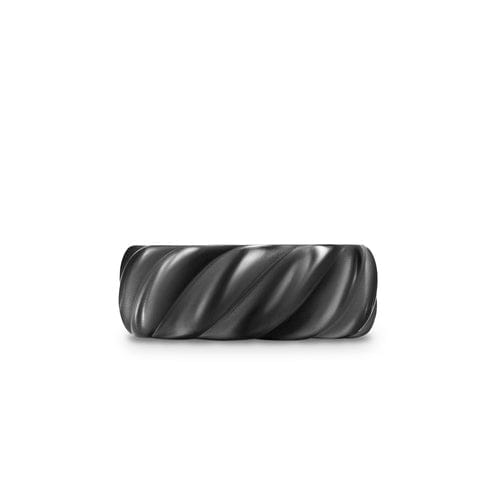 David Yurman Sculpted Cable Band Ring in Black Titanium, 9mm, Size 10