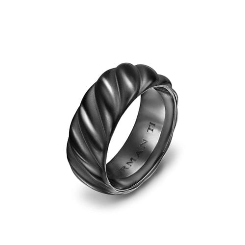 David Yurman Sculpted Cable Band Ring in Black Titanium, 9mm, Size 10
