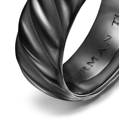 David Yurman Sculpted Cable Band Ring in Black Titanium, 9mm, Size 10